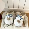 Pantufas de algodão fofas de cachorrinho para mulheres, 2026 novo outono e inverno, desenho animado, espessadas, antiderrapantes, para interior, pantufas de pelúcia