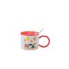Criativo moderno contraste cor grande alça com tampa colher caneca bonito divertido personalidade texto inspirador copo de café de escritório