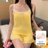Pijama para Mujer de Modal Suave con Encaje y Almohadillas en el Pecho Camisola Shorts Traje Deportivo Ropa de Casa