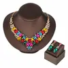 Set de collar y aretes de cristal extravagante de lujo europeo y americano transfronterizo, un accesorio de dos piezas para novias, adecuado para bodas y vestidos de noche