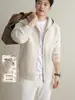 Cárdigan de punto con capucha para hombre Yingao, mezcla, otoño invierno, cálido, holgado, casual, con cremallera, chaqueta suéter de longitud media