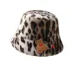 Sombrero de Lana con Estampado de Leopardo Retro, Lazo Bordado, para Mujer, Otoño e Invierno, Caliente, Protección para las Orejas, Cara Linda Visible, Gorro Pequeño para el Frío