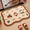 Tapete de Pelúcia Imitação de Caxemira com Desenho de Cachorro, Tapete de Chão para Banheiro Absorvente de Água, Tapete Espesso Antiderrapante para Pés, Tapete para Porta de Banheiro