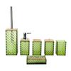 Fabricantes de capa de bambu de diamante de plástico para banheiro, atacado, lavagem de cinco peças, copo de gargarejo para banheiro, conjunto de cinco peças para copo de dente