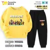 Ropa infantil de Roblox, conjunto de primavera y otoño, sudadera holgada de dibujos animados y pantalones de chándal para niños, conjunto de dos piezas