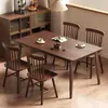 Mesa de Jantar de Madeira Maciça Cor Nogueira Madeira de Borracha Doméstica Sala de Estar Apartamento Pequeno Mesa de Jantar Simples Mesa de Refeição Conjunto de Mesa e Cadeiras para Casa