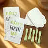 Talheres para Bolo de Aniversário Faca e Garfo Prato conjunto Prato de Papel Descartável Faca e Garfo de Plástico Prato de Jantar para Assar Prato Três em Um