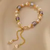 Collar de Perlas de Agua Dulce Irregulares Rosa-Morado para Mujer, Cadena para Clavícula de Diseño Nicho, Gargantilla Elegante con Cuentas de Cristal Púrpura Aqua