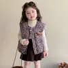 Chaleco de Algodón Rosa con Estampado de Leopardo para Niñas de Invierno Estilo Otoño/Invierno 2026 Nueva Moda Infantil Elegante Chaqueta Engrosada para Niñas Pequeñas