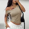 Camiseta de Tirantes Off-Shoulder Estilo Europeo y Americano Picante para Mujer Ropa 2026 Verano Sitio Independiente de Amazon Comercio Exterior Manga Corta Ajustada