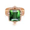Serie Zhen Rong Caibao desea Europa y América Anillo de Gema Color Esmeralda Turmalina Cuadrado Princesa Chapado en Oro de 18K