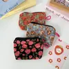 Nuevo Monedero Floral de Pana Bolso de Almacenamiento Casual Bolso Portátil para Guardar Monedas Bolso de Viaje para Lipstick
