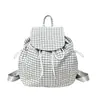 Mochila de Lona Casual Literaria Japonesa ins Moda Cordón Plisado Mochila Escolar Celebridad de Internet Nylon Gran Capacidad
