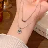 Collar de Disco de Circonita de Doble Capa Estilo Coreano para Mujer, Cadena para Clavícula Apilada de Estilo Versátil y Genial, Nuevo Accesorio de Moda