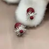 Nuevos Pendientes de Fuegos Artificiales Plateados Aguja Plateada, Pendientes de Perlas Rojas de Doble Uso, Estilo Vintage, Pendientes con Atmósfera de Año Nuevo