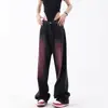 Talla extra Mujer niña regordeta Cintura Alta Adelgazantes Color de Contraste Micro-Lar Jeans Otoño Estilo Americano Retro Lavado Calle Pantalones Largos