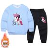 Conjunto de suéter de veludo para meninas com roupas infantis de unicórnio 2022 outono e inverno novo conjunto de duas peças de calças fofas para crianças