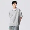 Camisa Falsa de Duas Peças com Gola e Mangas Curtas, Estilo Tendência de Marca Masculina de Verão, Gola Polo, Camisa Masculina de Manga Meia-Manga Fresca e Solta