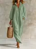 Vestido largo de punto cruzado europeo y americano para TikTok Amazon otoño/invierno, con media cremallera, cuello alto, corte holgado, mangas abullonadas, estilo vacacional
