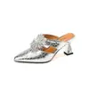 Sandalias de Verano Cerradas con Tacón Grueso para Mujer, Nuevo Estilo 2026, Punta Fina, Tacones Altos Elegantes, Modernas, Transpirables, Mocasines para Mujer