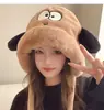 Perro de Dibujos Animados Invierno Peludo Otoño e Invierno Ciclismo Cálido Grueso Lindo Protección para Orejas Sombrero Versátil Pañuelo para la Cabeza Sombrero para Mujer