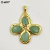 Wt-P2055 Diseño de Flor Colorida Piedra Preciosa Amatista Ojo de Tigre Chapado en Oro de 18 Quilates Colgante Joyería DIY Producto Semi-Terminado