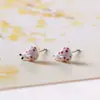 Pendientes Redondos Sweet Fit Cerámica Joyería Pequeña Pendientes de Mariquita Estudiante Adulto Mujer Pendientes de Bicho