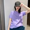 2025 Wechat Business Novo Produto Sete Cores Casal Cor Sólida Manga Curta Algodão t Qualidade de Exportação Primavera e Verão Básico Casual