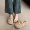 Primer encuentro Ji Yuan Tou Mary Jane zapatos de felpa con pelo para mujer invierno exterior suela plana algodón zapatos sencillos