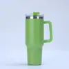 Taza de Coche Transfronteriza de 40 oz con Asa de Acero Inoxidable, Gran Capacidad, Taza de Hielo para Coche de Exterior con Popote, Taza Termo Portátil