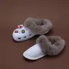 Zuecos Forrados de Felpa con Cubiertas de Piel Desmontables, Zapatillas de Piel Cálidas de Invierno Forradas de Algodón para Mujer, Cubiertas de Algodón para Hombre, Lavables