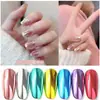 Polvo Espejo para Uñas Arte de Uñas Paleta de Polvos Aurora Brillo Dorado Ultra Brillante Lujo Oro Láser Plata Lentejuelas para Uñas de Titanio Electroplateado Ultra Fino