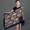 Xale Bordado Exquisito Nepalês Bordado Vermelho de Casamento Imitação de Caxemira Lenço Estilo Étnico Chinês Uso Duplo para Mulheres