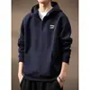Sudadera con capucha y media cremallera de peso pesado italiano para hombre, estilo Primavera y Otoño 2026, Marca de tendencia retro americana, Top casual holgado