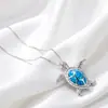 Collar Colgante de Acero Inoxidable con Tortuga Marina Incrustaciones de Ópalo Europeo Cadena para Clavícula Tema de Graduación Joyería Pequeña Linda para Niñas