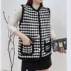 2025 Chaleco de Punto Rayado Cuello Redondo Estilo Coreano Holgado Delgado Chaleco sin Mangas Suéter Casual Estilo Universitario para Mujer