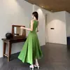 Comercio Exterior Transfronterizo Tk Ropa de Mujer Vestido sin Mangas Plisado Ajustado a la Cintura con Diseño Inspirado en el Pasillo de la Niebla Verde