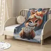 Manta Estampada Patrón de Oficina Cuatro Estaciones Papá Noel Multifuncional Casual Manta de Franela Manta para Siesta