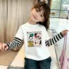 Camiseta de Manga Larga con Retazos para Niña 2026 Primavera/Otoño Nueva Capa Base de Algodón Puro para Niños Top para Niña Pequeña Ropa Infantil ins