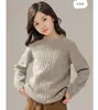 Suéter de cachemira para niños y niñas, nuevo, de cuello redondo, 100% lana pura, para otoño e invierno, suéter básico para bebé, engrosado
