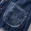 Chaleco de Mezclilla para Hombre Estilo Japonés Multibolsillos Chaleco Chaqueta de Trabajo Retazos Retro Bloque de Color Vintage Chaleco Holgado