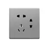 Panel de enchufe de interruptor universal multi-cinco orificios USB para pared doméstica, tipo 86, gris, plano, ultra-delgado, una apertura, control único