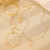 Joyería de flor de la suerte de gran venta transfronteriza europea y americana, traje de trébol de cinco hojas, pulsera, pendientes, collar, anillo, joyería para mujer