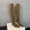 6625-5~Botas Dobráveis de Uso Duplo~Botas de Salto Alto Bico Fino Estilo Francês Acima do Joelho para Mulheres 2024 Novo Estilo