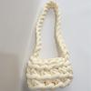 Tecido de Fio Central Europeu e Americano para Comércio Exterior Tiras de Tecido Tricô Manual DIY Bolsa de Tricô Fio Islandês Grosso Bolsa de Tricô com Listras Horizontais Bolsa de Ombro