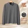 Camiseta térmica de fleece dupla face com gola alta para outono e inverno para homens, camiseta de manga longa quente masculina, best-seller transfronteiriço