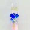 Buquê Colorido de Rosa com Folha de Ouro Transparente de Haste Única Presente Promocional de Dia dos Namorados Flores Artificiais