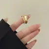 Anel Linha Ondulada Suave Minimalista Estilo Coreano Banhado a Ouro Versátil Moda Anel Aberto Simples Anel de Metal
