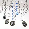 Festa de Aniversário Decorações Espirais Penduradas de PVC com 12 Peças para 30º, 40º, 50º, 60º Aniversário Decoração de Ambiente Pingentes Internos