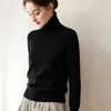 Suéter de Cashmere Tricotado Grosso de Três Fios Novo para Outono e Inverno para Mulheres, Gola Alta, Manga Longa, Elegante, Versátil, Top Quente, Roupa de Baixo